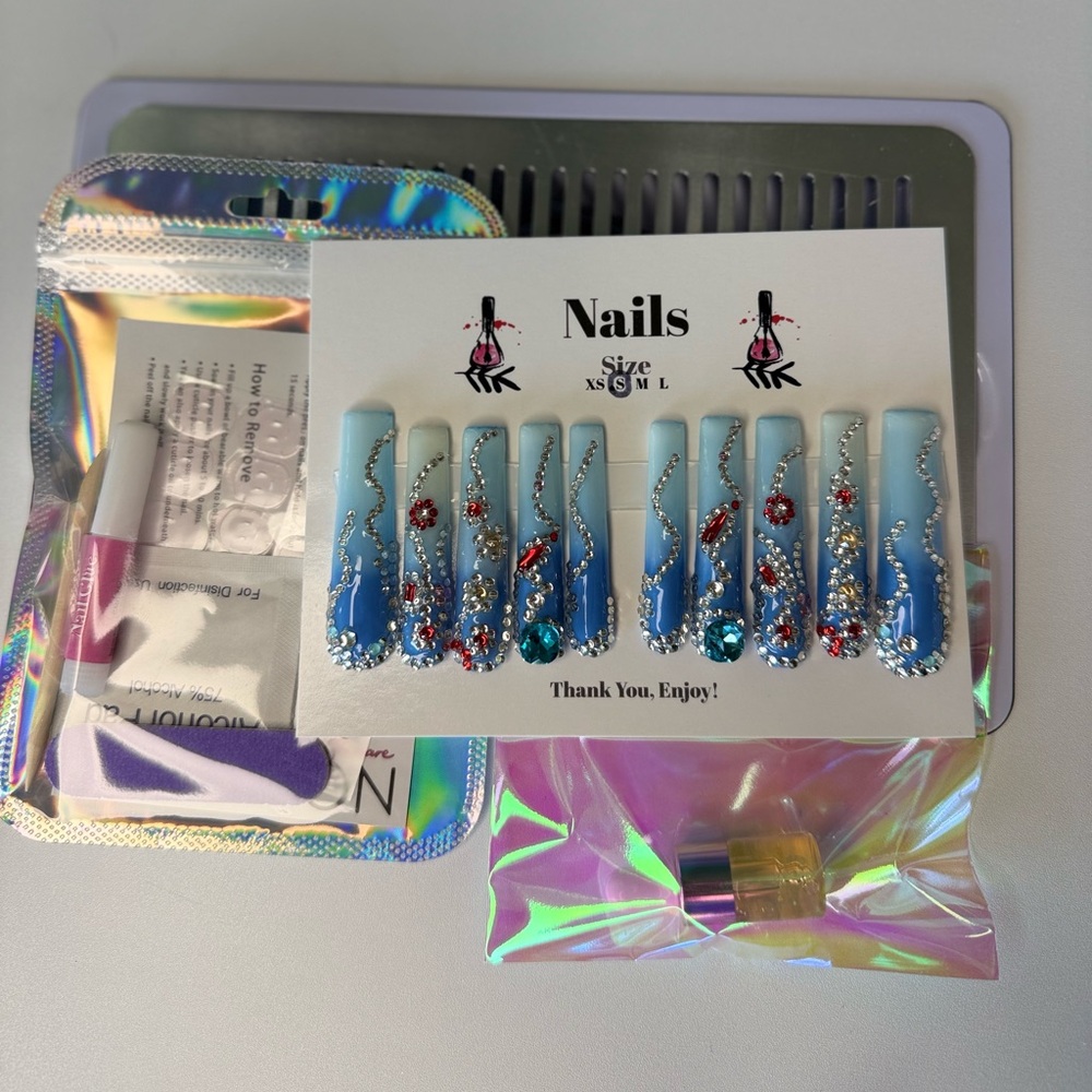 Red White Blue Nails | Custom Press On Nails | High Quality Nails | Homemade